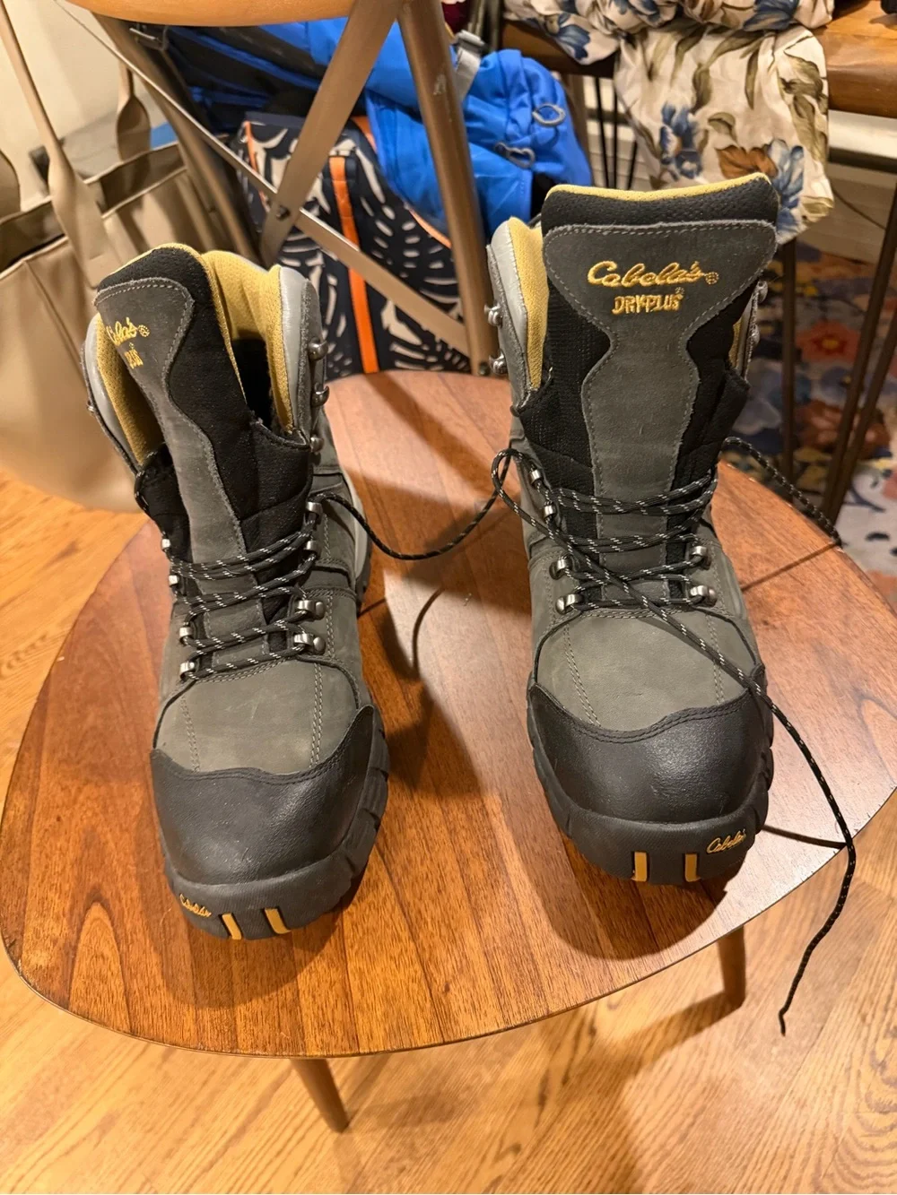 Cabela's Men's Grey and Olive Suede Hiking Boots